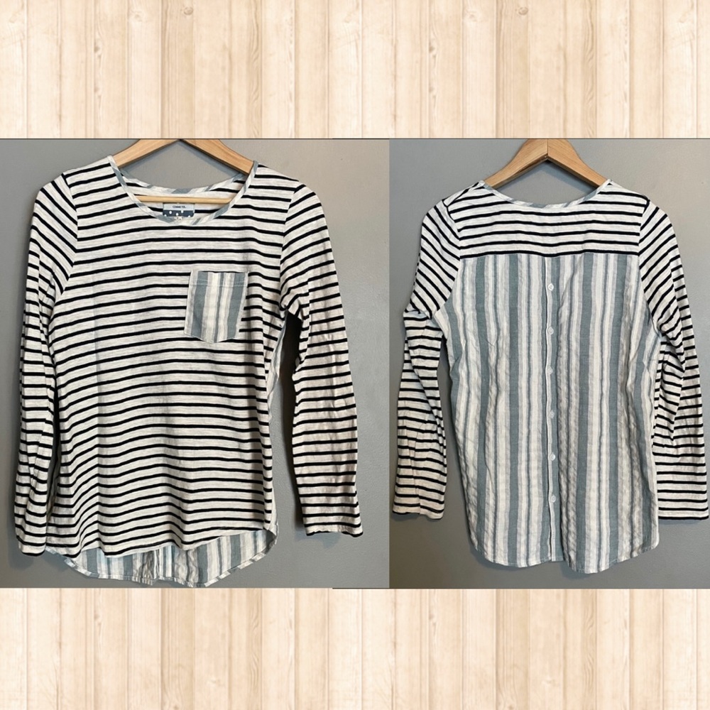 Contrast Stripe Long Sleeve Top by Comme Toi